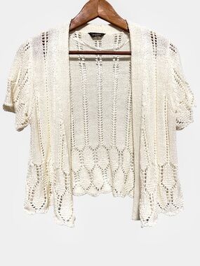 BOHO Crochet Lace Knit Cardigan Cottagecore Prairie Festival Boho